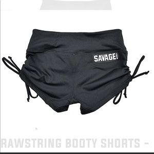 Savage Barbell Drawstring Booty Shorts - SMALL